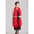 Design personalizado Tecnologia escovada Red Color 100% Lenços de seda Pashmina Silk